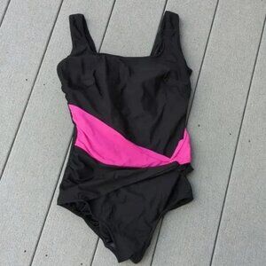 16W Inches Away Faux Wrap One-Piece Bathing Suit